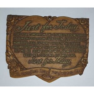 Vtg Syroco Wood Wall Plaque Just For Today Isaiah 41 15